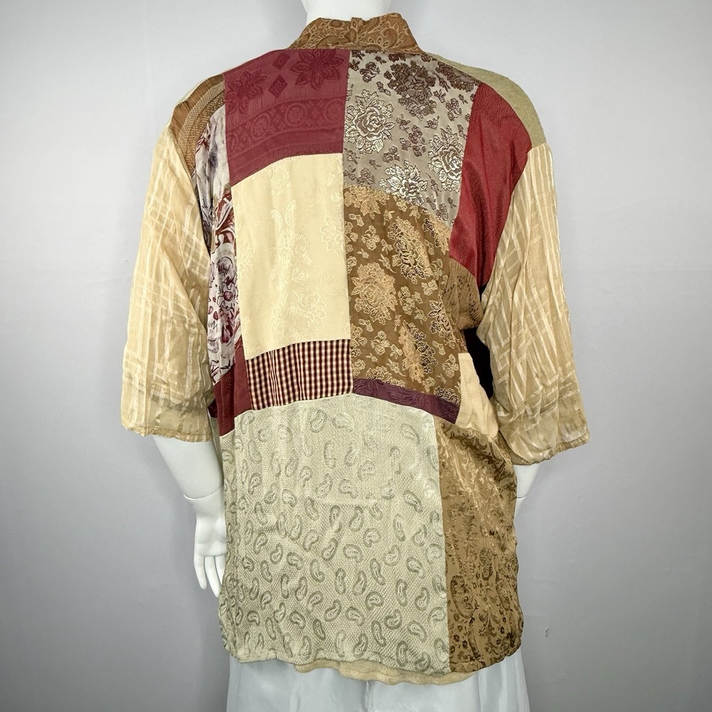 VTG Donna Jessica Artsy Boho Patchwork 3/4 Sleeve Blazer & Top Sz 3/ XL-1X - Picture 4 of 9